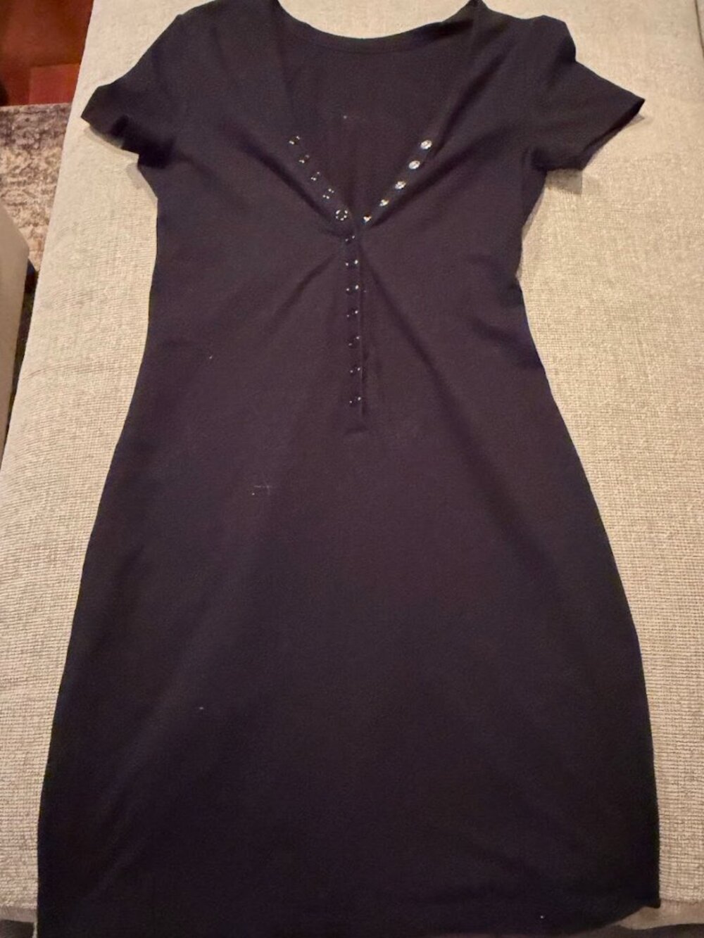 T by Alexander Wang Snap-Front V-Neck Mini Dress